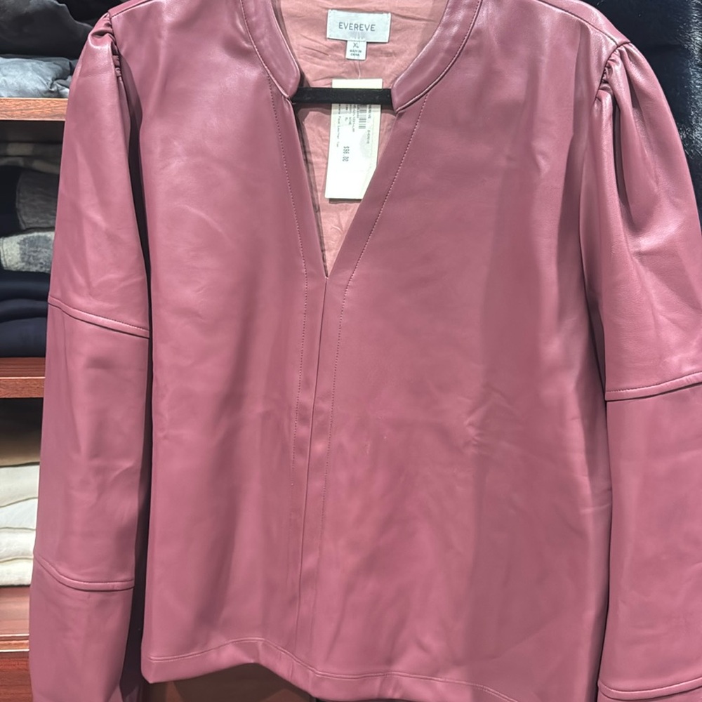 New faux leather top burgundy w tags